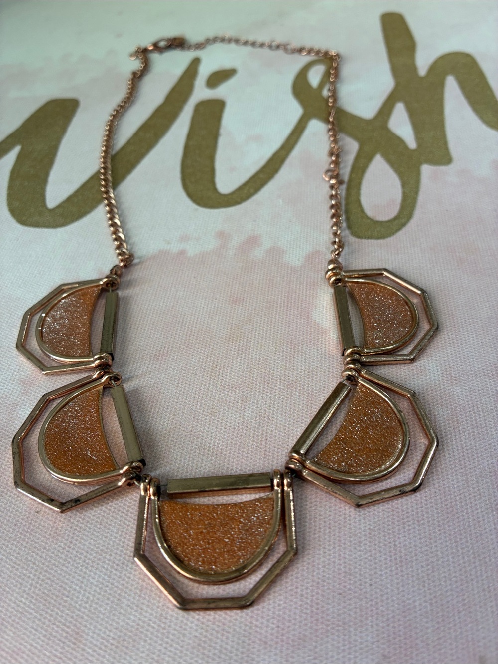 Claire's Rose Gold Glitter Geometric Bib Necklace